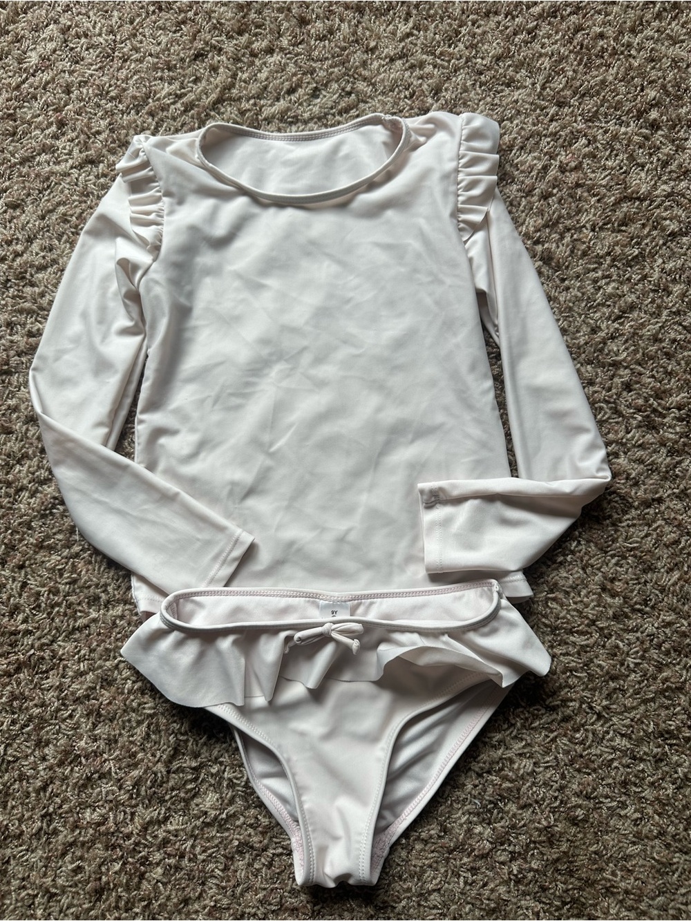 Jamie Kay Girls Long Sleeve Ruffle Rash Guard Swimsuit Set - Light Pink